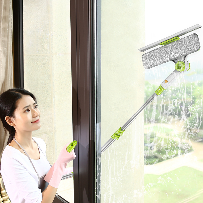 Double-Layer Telescopic Window Cleaner for High-Rise Buildings, Double-Sided Window Cleaning Tool, High-Rise Cleaning and Washing Household Tool, Brush and Scraper