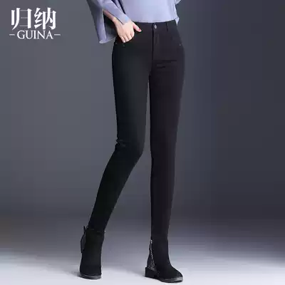 Black plus velvet jeans women's outer wear thickened 2020 winter New slim Korean one small foot pencil pants