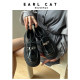 Earl Cat British Style ເກີບຫນັງຂະຫນາດນ້ອຍເກີບແມ່ຍິງ 2024 Summer ໃຫມ່ເກີບ sole ສີດໍາຫນາເພີ່ມຂຶ້ນຂອງແທ້ loafers ຫນັງ