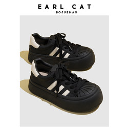 Earl Cat ເກີບຜ້າໃບແບນແບບ biscuit ແບບອະເນກປະສົງ 2024 ລະດູໃບໄມ້ປົ່ງແລະລະດູໃບໄມ້ປົ່ງໃນລະດູໃບໄມ້ປົ່ງໃຫມ່ເກີບແກະເກີບສີຂາວແບບຫນາໆ