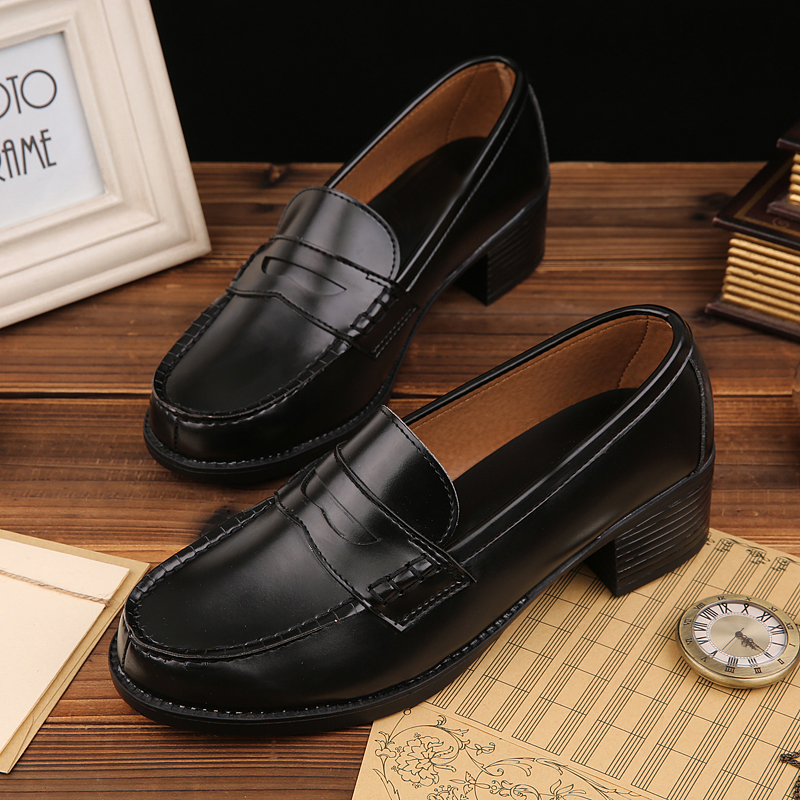 New Japanese all-purpose medium and thick with heightened student shoes cedar jk uniform shoes female brown college style cos show 003