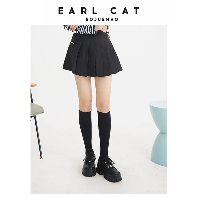 Earl Cat ເກີບຫນັງແທ້ 2024 ພາກຮຽນ spring ໃຫມ່ເກີບຫນັງຂະຫນາດນ້ອຍຂອງແມ່ຍິງ JK Uniform ເກີບວິທະຍາໄລແບບ Thick-Soled ເກີບດຽວ