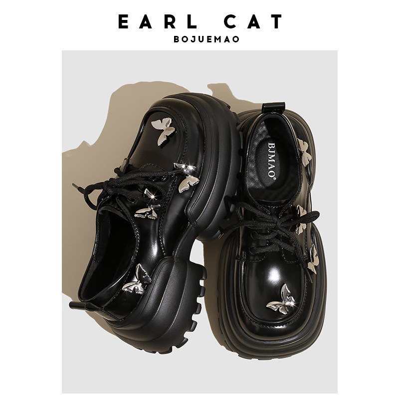 Earl Cat Loafers Women's 2025 Spring and Summer New Style Bow Casual Women's Shoes All-Match Single Shoes British Style Small Leather Shoes