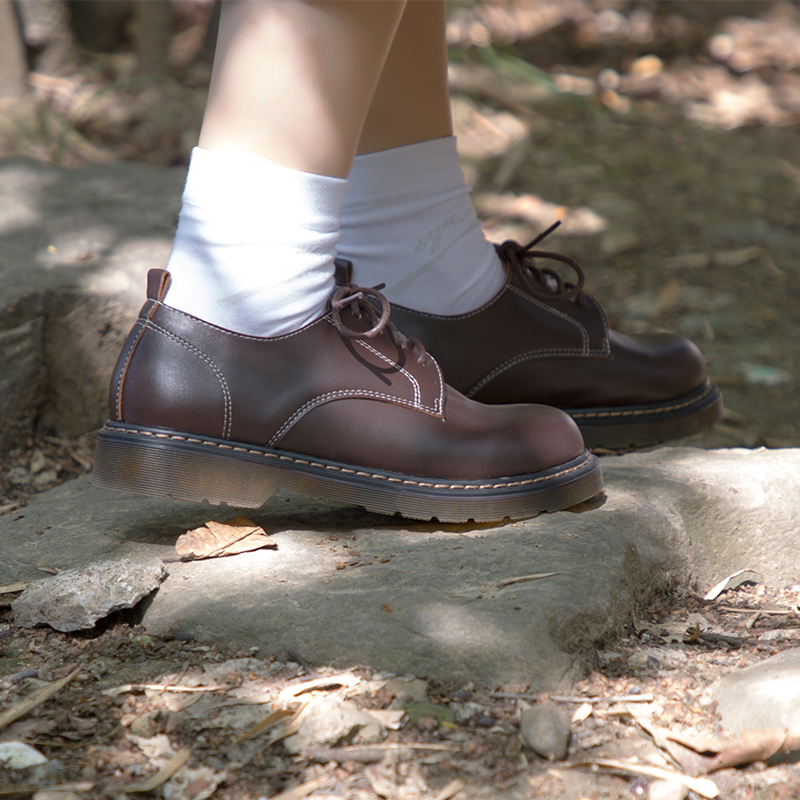 Count cat new Martin shoes Soft girl Little leather shoes Girls Fall student 100 lap Inn Wind retro flat bottom single shoes-Taobao