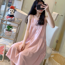 Summer sling nightdress womens thin loose cotton cute sweet sexy summer home clothes student pajamas skirt