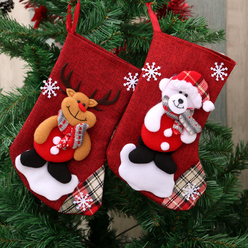 Christmas Stocking Gift Bag, Large Children's Christmas Gift Bag, Candy and Apple Bag for the Elderly, Christmas Hanging Decoration