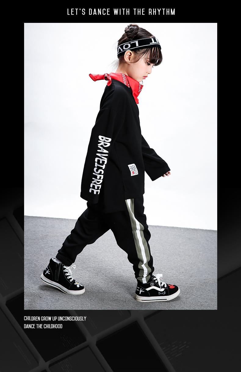 Trang phục khiêu vũ đường phố cho trẻ em Bộ áo dài cho bé gái Hip-Hop Trang phục khiêu vũ Jazz đồ đẹp cho bé gái