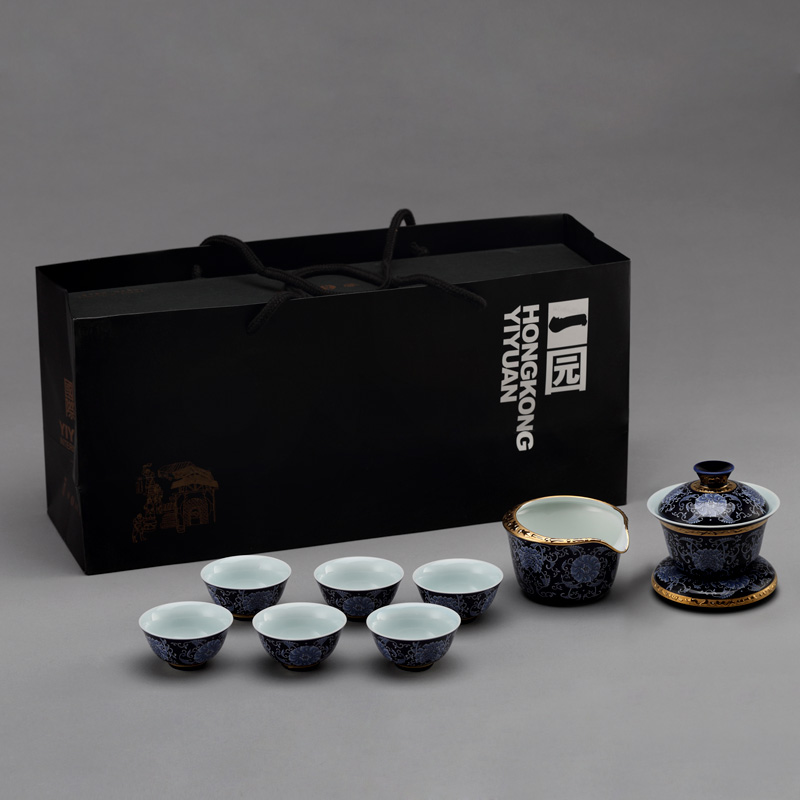 A garden international household utensils suit ceramic kung fu tea set gift box of A complete set of tureen the set of 6 people