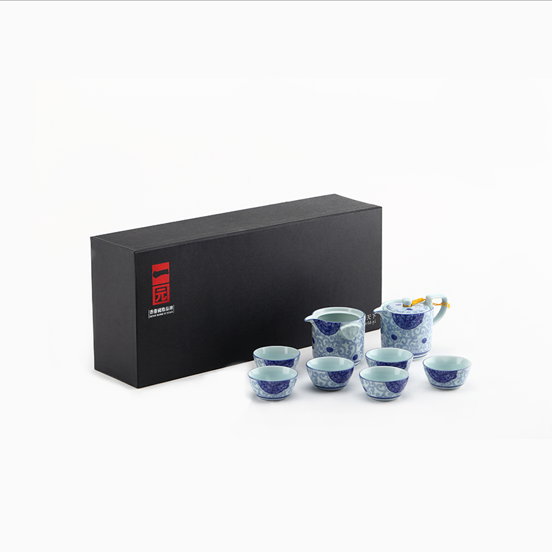 A garden international ceramic tea set gift boxes of household dot star side A complete set of tea cups group kung fu tea set