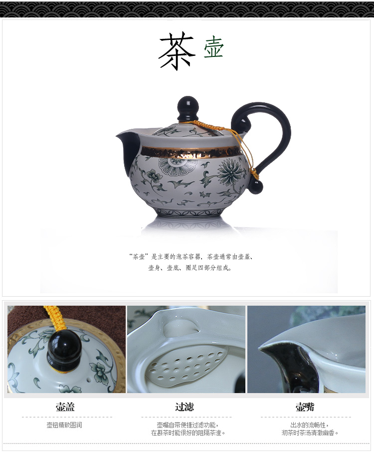 A garden international ceramic tea set suit household sector tea tray teapot teacup combinations of A complete set of kung fu tea set