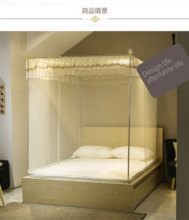 lưới thép không gỉ ba cửa dây kéo đăng quang 1,5m giường 1.8m yurt mét giường đôi lưới nhà - Lưới chống muỗi màn ngủ tự bung cao cấp