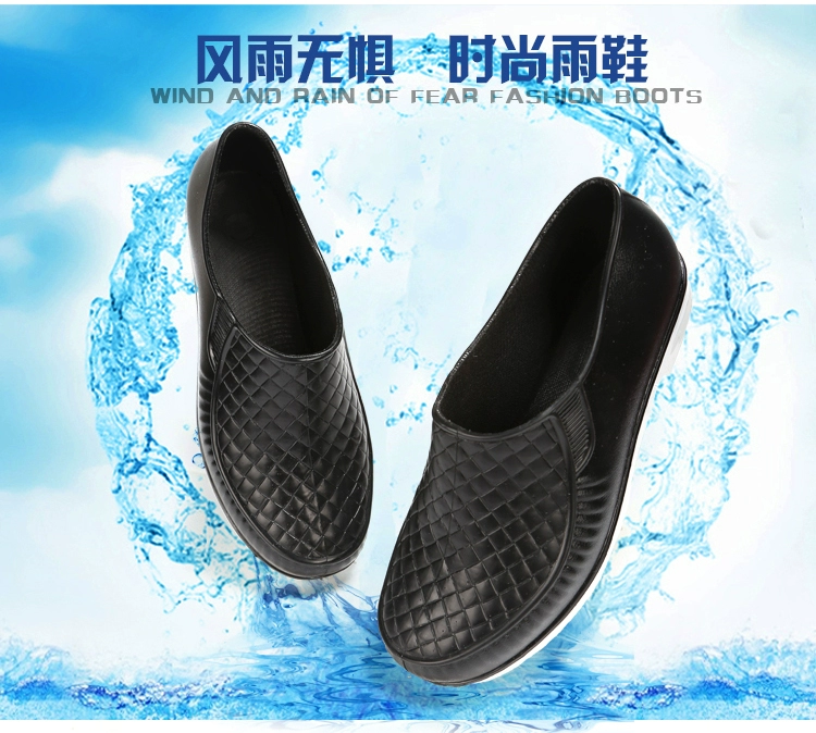 Mưa khởi động của nam giới low-top phẳng giày nước non-slip đầu bếp dành cho người lớn khử mùi ống ngắn thời trang mùa hè làm việc giày đánh cá không thấm nước