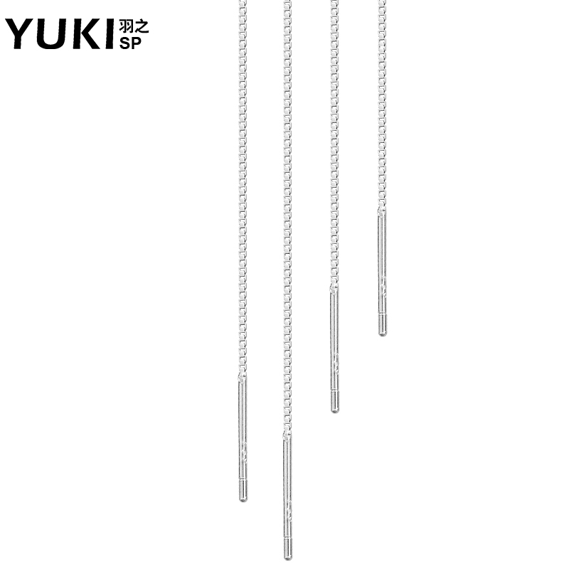 YUKI超长流苏女耳坠防过敏韩国耳饰银饰品意大利925银耳线