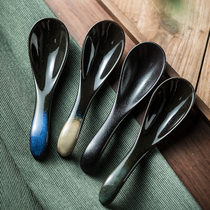 New product high-quality ceramic spoon black style bowl spoon small rice bowl spoon mixing spoon spoon