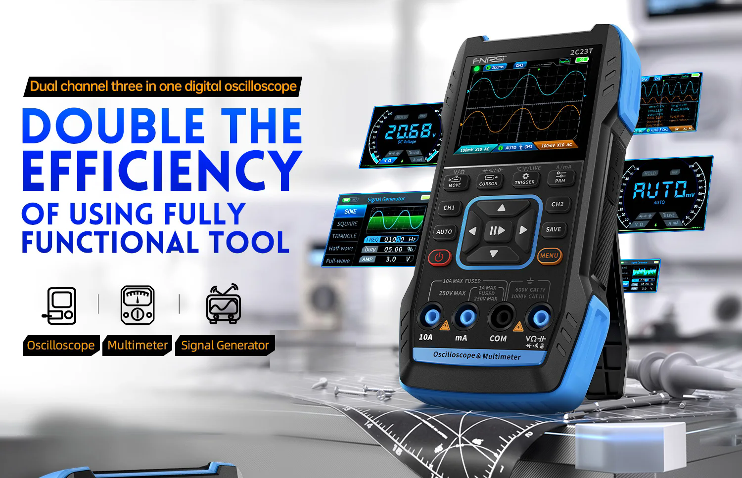 Осциллограф fnirsi 2c53t 2c23t upgrade digital oscilloscope  3in1 50mhz