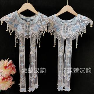 Blue lotus 4 streamers hanfu yunqianming heavy industry embroidery antique original design hanfu photo accessories for adults