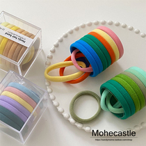 Super cute ~ Korean color boxed base hair ring gradient color Zaher hair rope elastic towel ring leather rib head rope