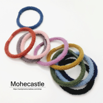 10 only Moshe Korean autumn and winter plush plus coarse base hair ring ins and hair rope leather fascia leather collar hair accessories