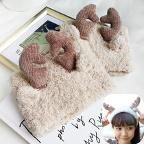 Japanese super cute Christmas antler hair band mask makeup wash face hair band hair hoop soft wide edge moon hair band