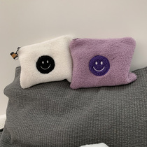Mohe BOITY Cute Smiley Face Lamb Plush Makeup Bag Large Capacity Containing Bag Travel Tidying Collection Bag