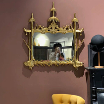 New Chinese decorative mirror Ancient architectural modeling wall porch mirror fireplace European style retro art classical mirror