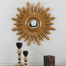 European retro sun decorative mirror Entrance mirror Living room Dining room Bedside sofa background wall hanging mirror Fireplace mirror