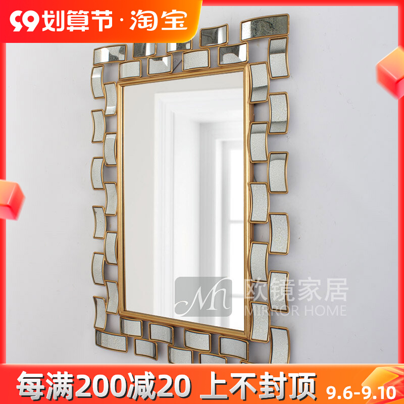 Nordic minimalist wrought iron makeup mirror metal makeup mirror makeup room wall-mounted washbasin creative golden makeup mirror