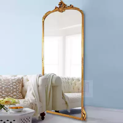 European-style retro full-length mirror Household carved floor-to-ceiling mirror French clothing store full-length mirror cloakroom wall-mounted full-length mirror