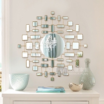 Light luxury Wrought iron creative decorative mirror American wall hanging Living room entrance mirror Dining room hanging mirror background wall Art wall decoration