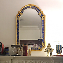 ins Euro style upscale make-up mirror bathroom mirror bathroom mirror wall-mounted handmade painted sculptures Fancy Guan Guan Mirror Decoration Mirror