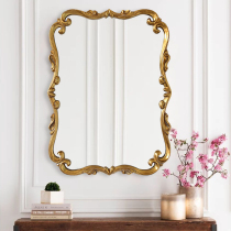 European style retro vanity mirror Wall-mounted carved high-grade makeup mirror Fashion net red princess mirror washstand Bathroom mirror