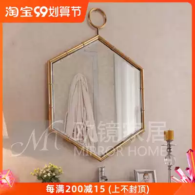 ins light luxury bathroom mirror cosmetic room mirror cosmetic mirror simple stainless steel brass decorative mirror porch mirror porch mirror