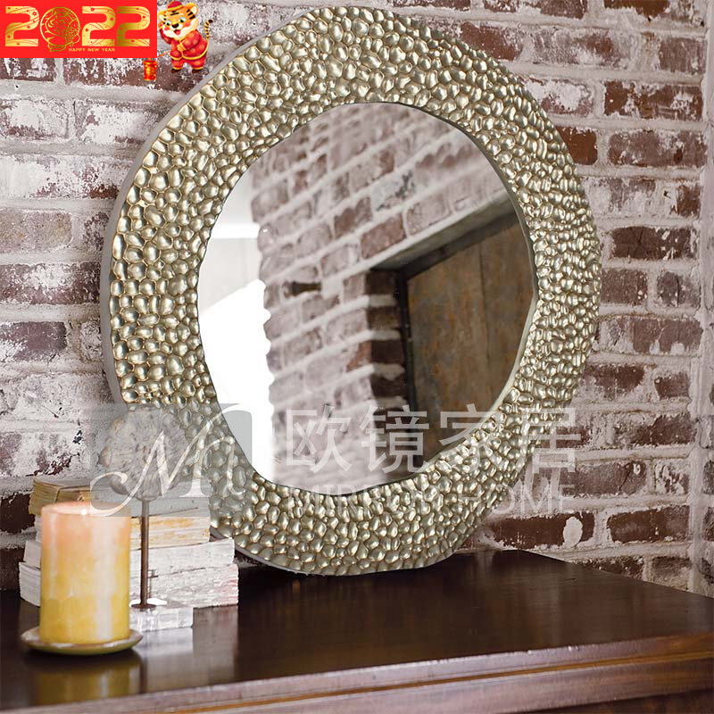 Nordic living room porch mirror fireplace decorative mirror special-shaped retro cosmetic mirror cosmetic mirror bathroom mirror wash table mirror