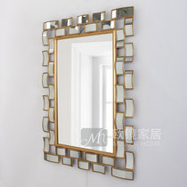 Nordic simple wrought iron dressing mirror metal vanity mirror toilet wall-mounted sink creative golden makeup mirror