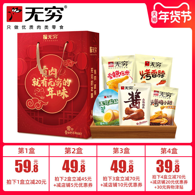 无穷 爱辣鸡鸡蛋烤翅尖烤香脖卤鸭翅根 年货大礼包 图2