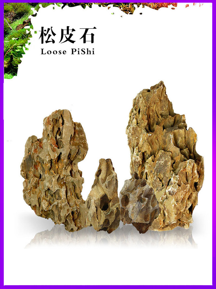 Crazy water plant fish tank landscaping decoration Turtle basking platform pine stone fish tank rockery fish tank landscaping Qinglong stone