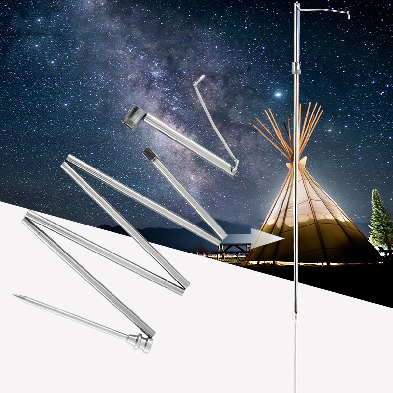 New outdoor aluminum alloy light stand Portable folding light hang multi-function sports camera selfie stick Camping shelf