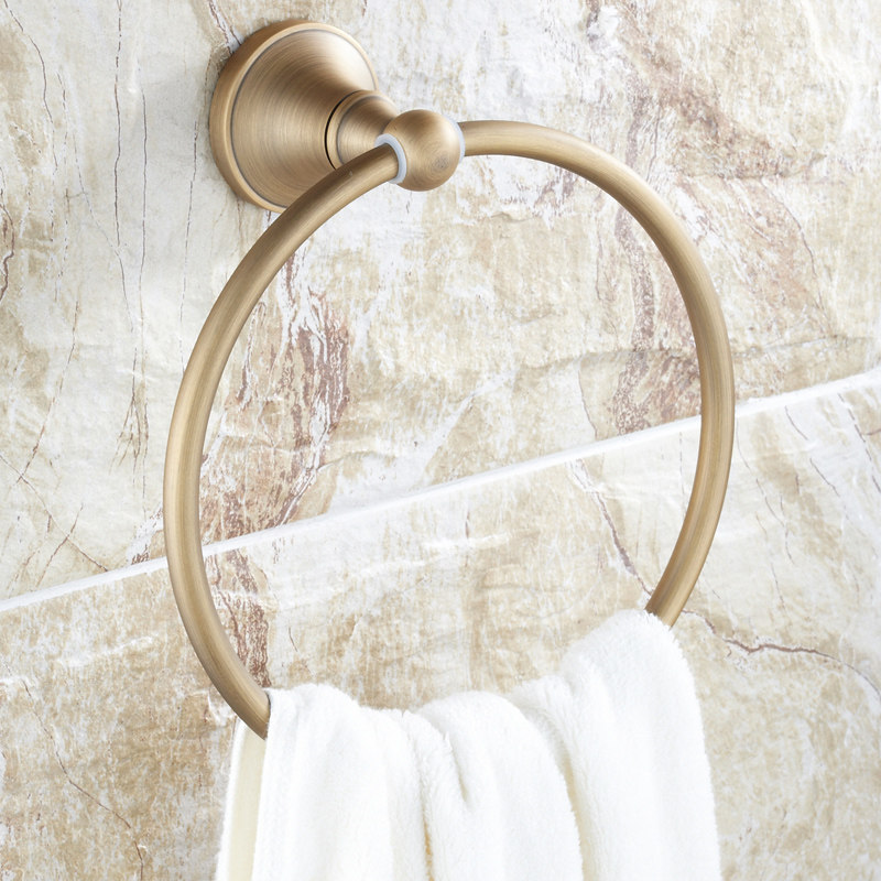 Full copper antique towel ring European-style towel hanging towel rack bathroom hardware pendant fur towels antique-Taobao