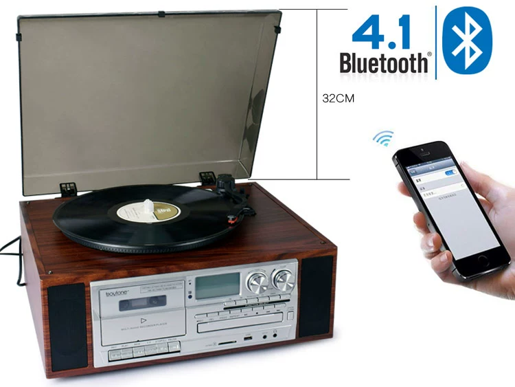 LP ghi âm máy nghe nhạc hiện đại phong cách châu Âu trang trí phòng khách cổ điển retro ghi âm đĩa CD băng radio Bluetooth - Máy hát