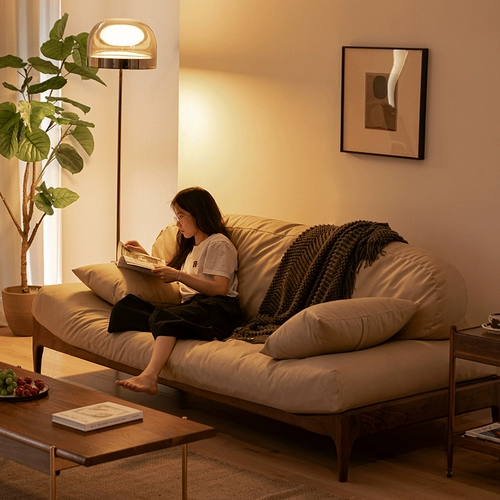 Диван из натурального дерева, ретро ткань, современная мебель для гостиной, наука и технология, простой и элегантный дизайн