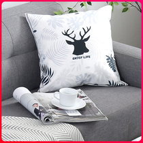 Modern simple thickened fabric linen pillow cushion cover living room sofa large bedside pillow backrest