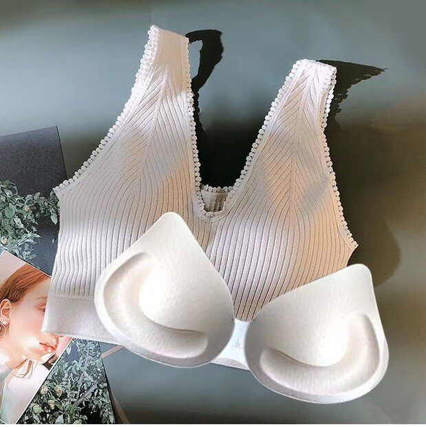 Her best friend's beautiful back new V lead lace with chest cushion harness to gather anti-walking light bra wide shoulder lady small vest