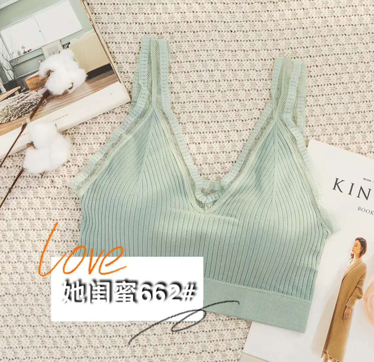 vẻ đẹp mật ong cô V-cổ ren ren ren đệm sling một chỉnh thể áo ngực lại mới rộng vai womens nhỏ sinh viên vest Xia.