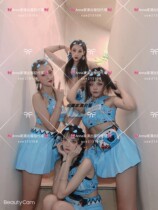 Nightclub blue pleated skirt gogo lead dance tour interactive baby home costume customization