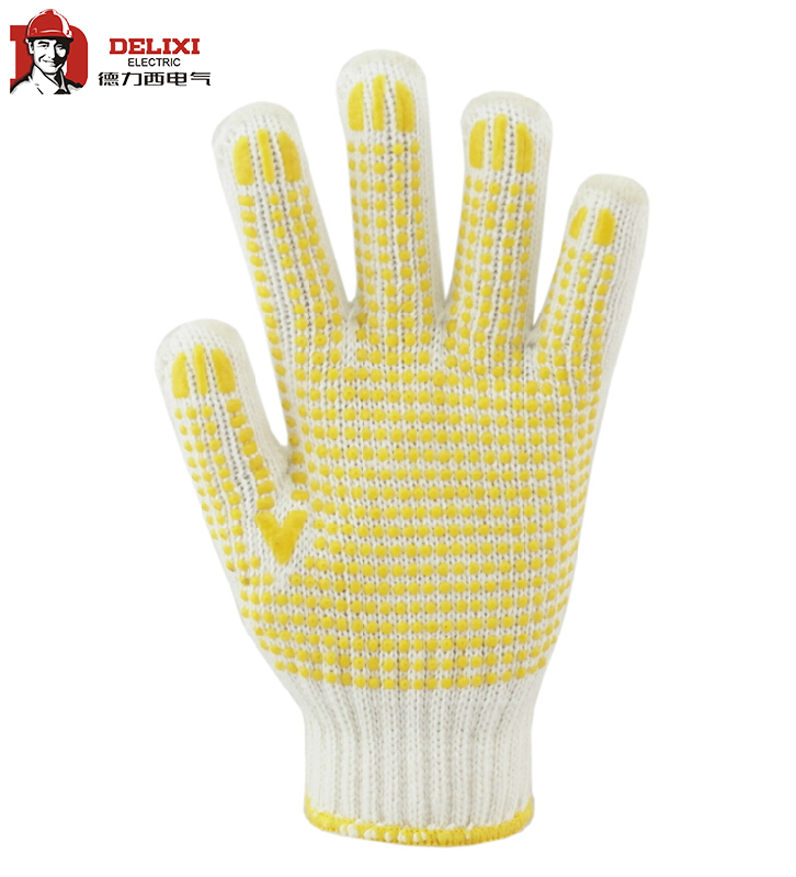 Dressey Cotton Quality Gloves Work Laude PVC Point Plastic Anti-Wear Gloves Breathable Knit Gloves