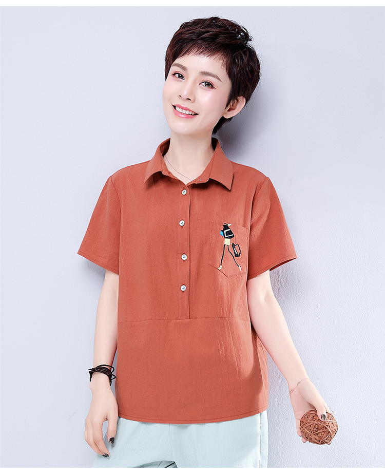 Áo thun nữ tay lửng ngắn nữ 2018 hè mới hè cỡ lớn cho nữ trung niên cotton Quần áo cổ bẻ - Áo phông áo phông trắng nữ