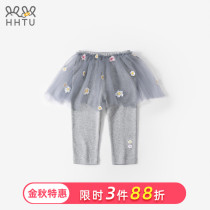 HHTU girl net gauze skirt pants Spring and Autumn outside wearing foreign childrens mesh gauze leggings fake two baby trousers baby