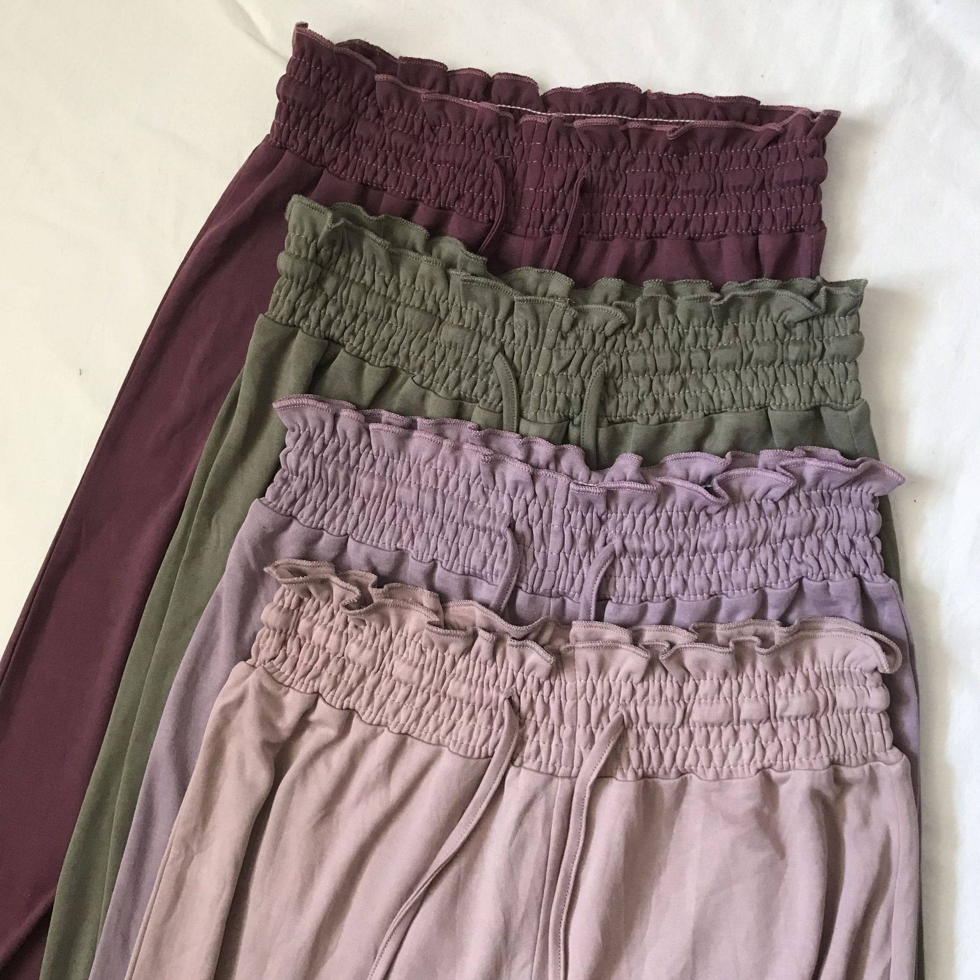 Cupro piqué elastic drawstring wide-leg trousers