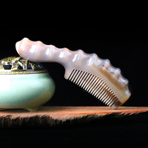 Snow Sea Horn Natural White Buffalo Horn Massage Comb Antistatic Clean High-end Customized Bamboo Knuckle Round Shank Comb