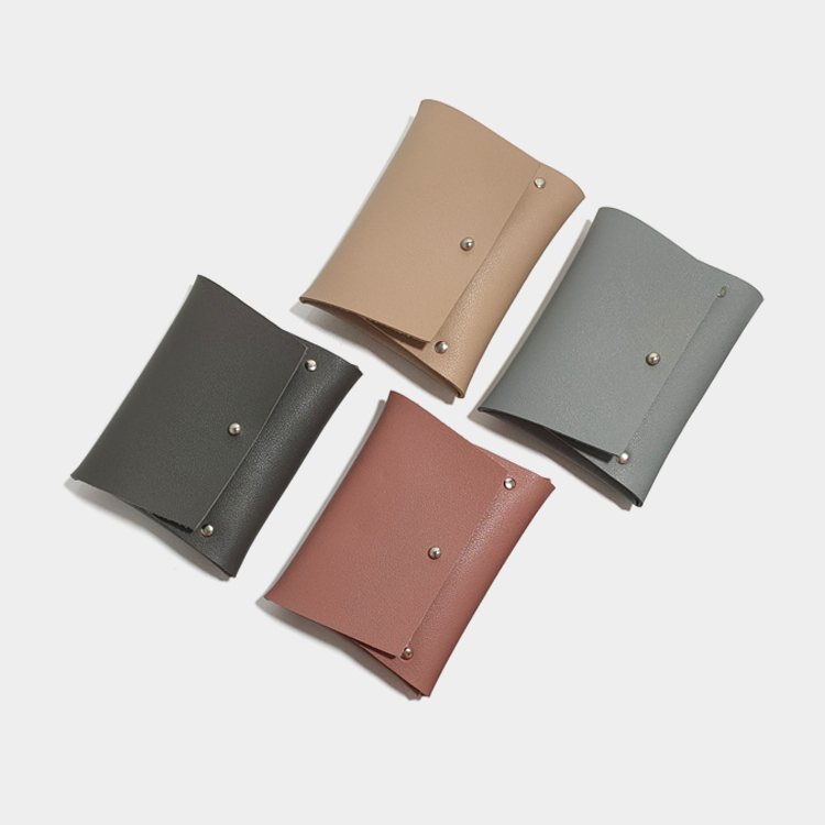 Original Minimalist Pure Color Pu Bull Leather Delicacy Mini Coin Bag Envelope Zero Wallet Name Piece Clip Female Style Short card Package